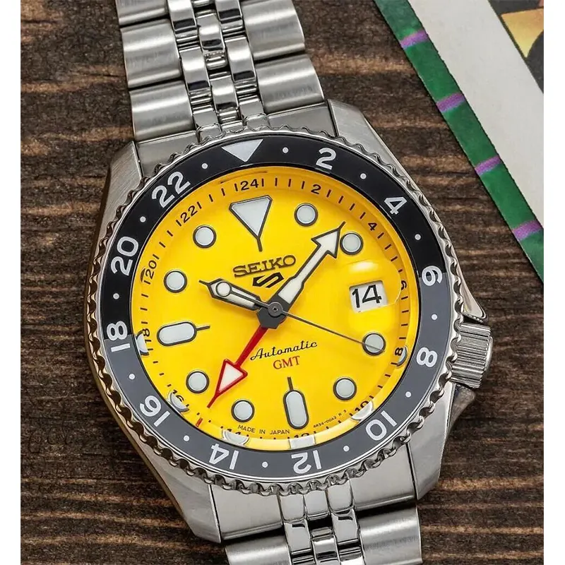 Seiko 5 Sports GMT Vibrant Yellow Dial Men's Watch- SSK017J1
